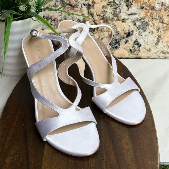 Stuart Weitzman Mariposa white Satin Sandal size 8 women Bride shoes - Picture 6 of 14